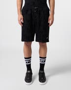PHILIPP PLEIN Fleece Shorts All-Over Dollar Skull Men