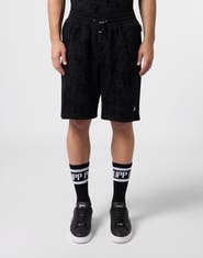 PHILIPP PLEIN Fleece Shorts All-Over Dollar Skull Men