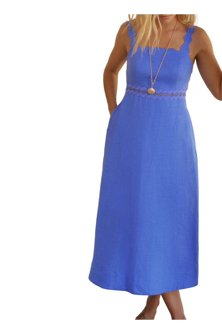 Linen Midi Dress, Alternate, color, Blue