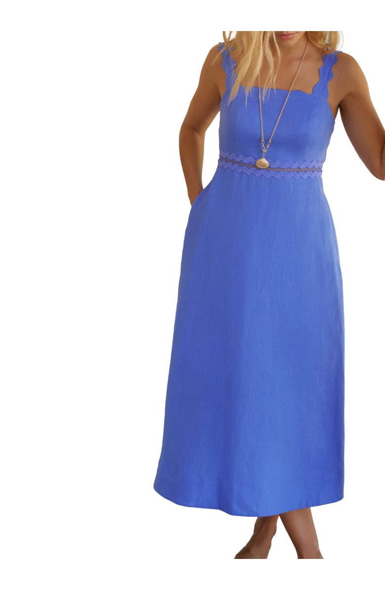 MINT VELVET Linen Midi Dress, Alternate, color, Blue