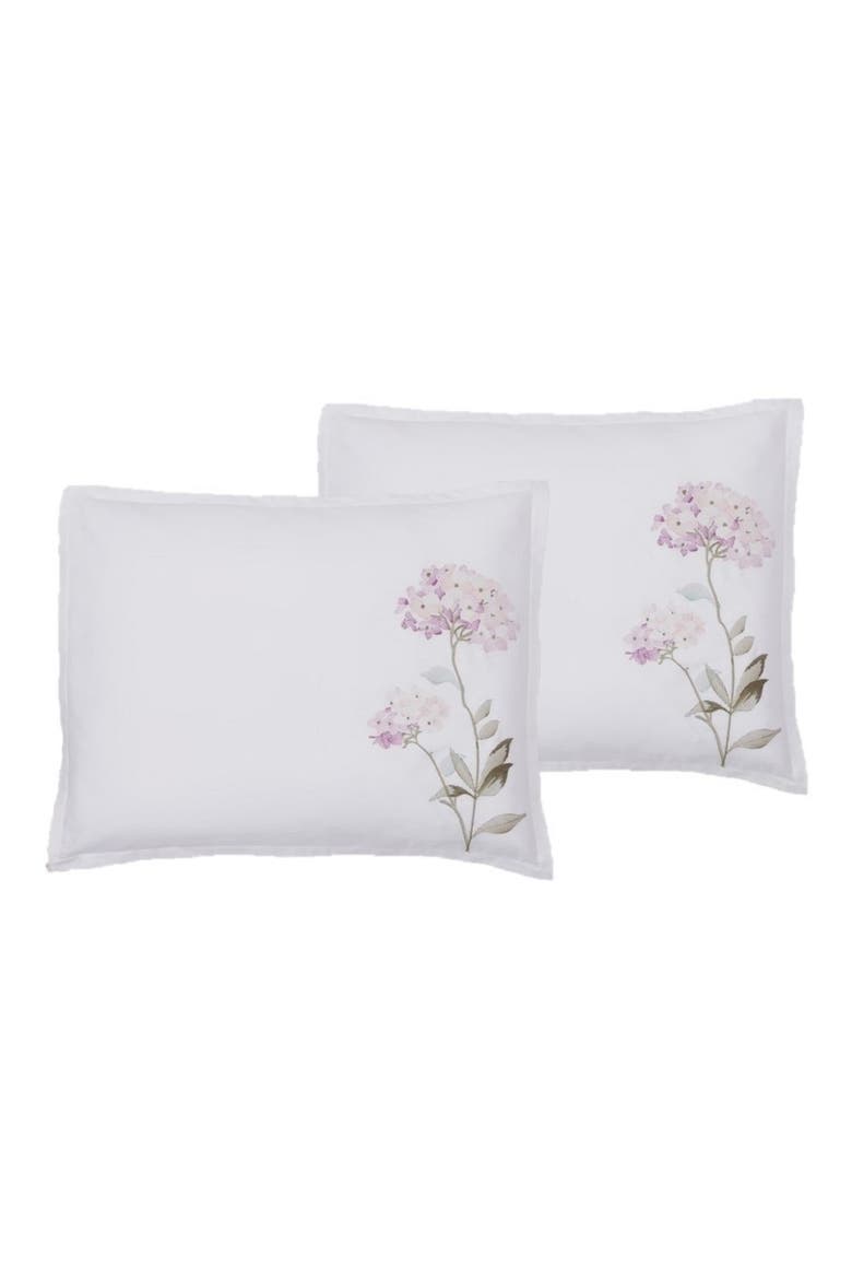 Rose Hydrangea Embroidered Duvet Set, Alternate, color, PINK/ WHITE