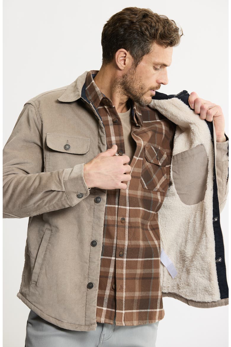 Stretch Cotton Corduroy Faux Shearling Lined Jacket, Alternate, color, OFF WHITE