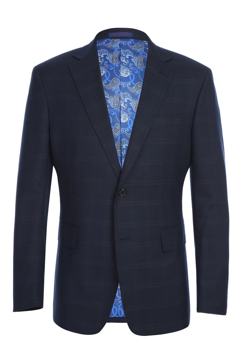 Trim Fit Solid Two-Piece Suit, Alternate, color, NAVY