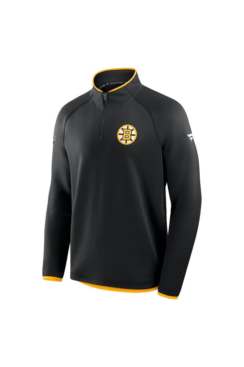 Men's Fanatics Black Boston Bruins Authentic Pro Rink Raglan Quarter-Zip Pullover, Alternate, color, Black