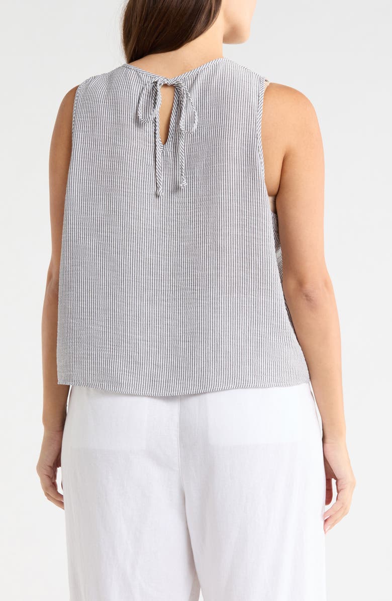 Renee C Stripe Sleeveless Cotton Top, Alternate, color, Black