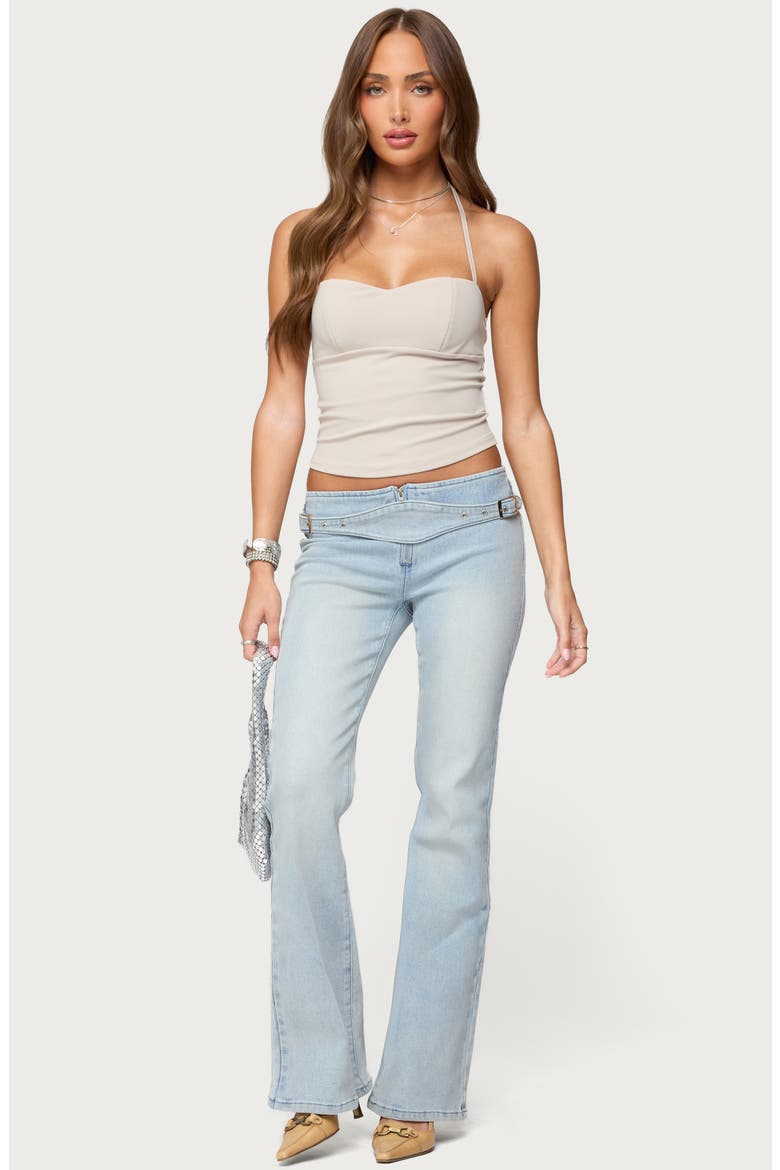 Kinza Belted Low Rise Flare Jeans, Alternate, color, LIGHT-BLUE