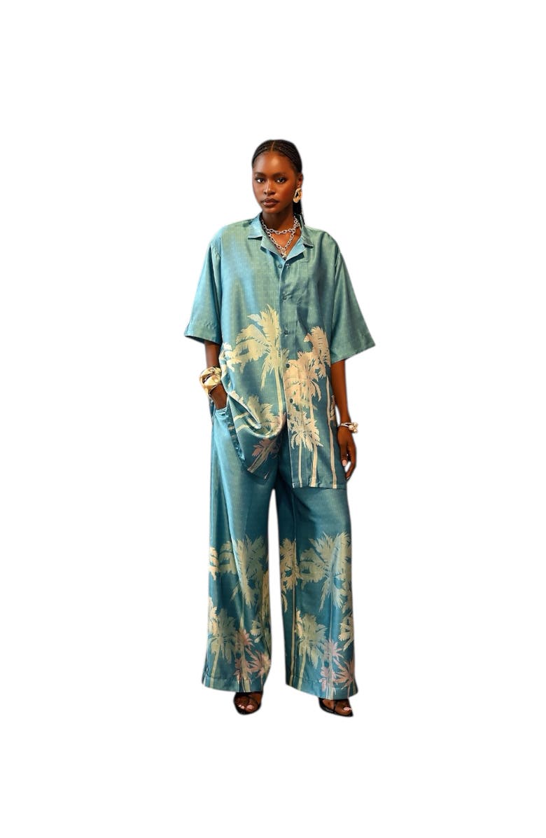 Flaunt Archive Azure Pants Set, Alternate, color, Turquoise Blue