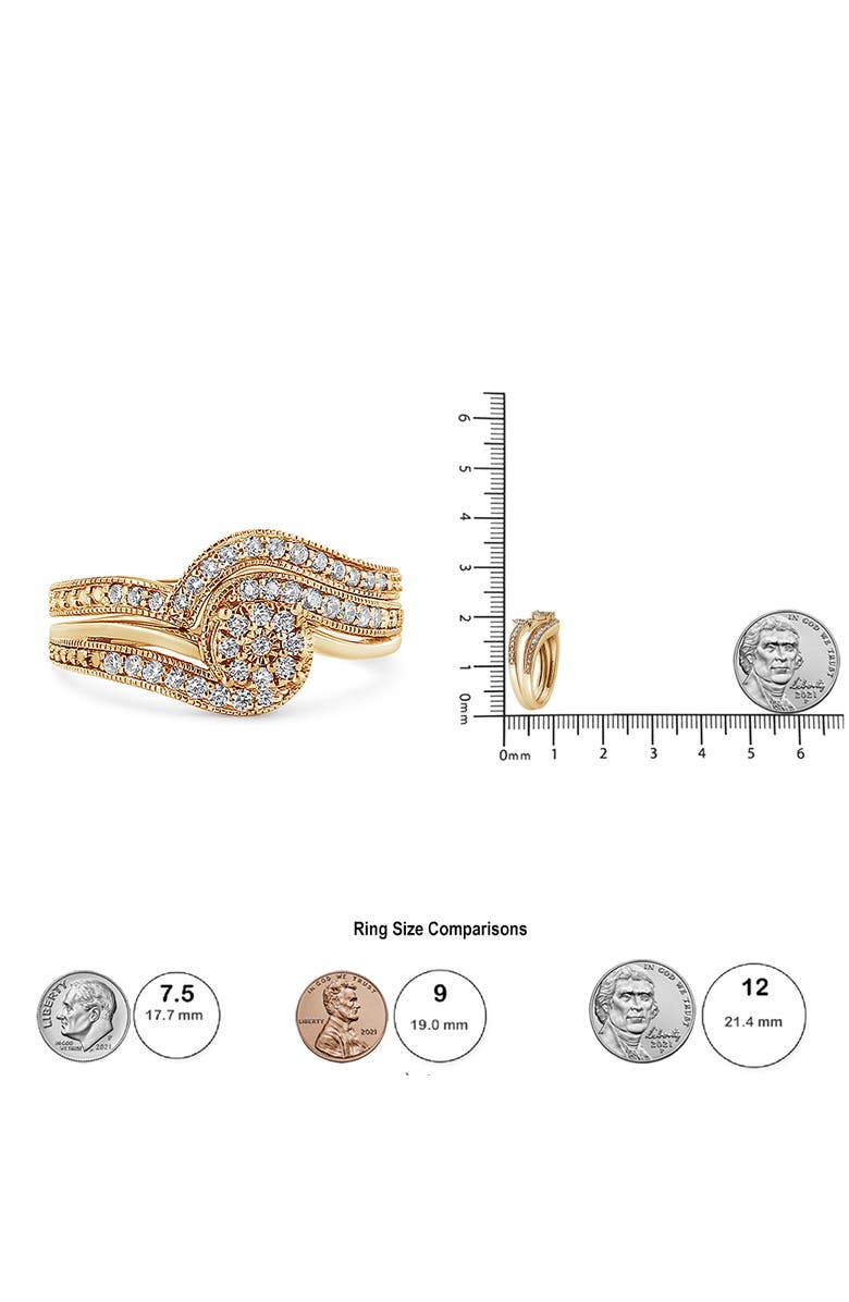Haus of Brilliance Silver 1/3 Cttw Multi-Diamond Bridal Set Ring and Band, Alternate, color, Yellow