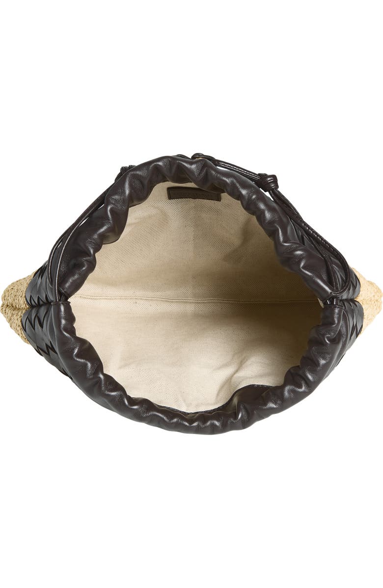 Bottega Veneta Medium Dustbag Intrecciato Leather & Raffia Clutch, Alternate, color, 9943 Natural/ Espresso-G