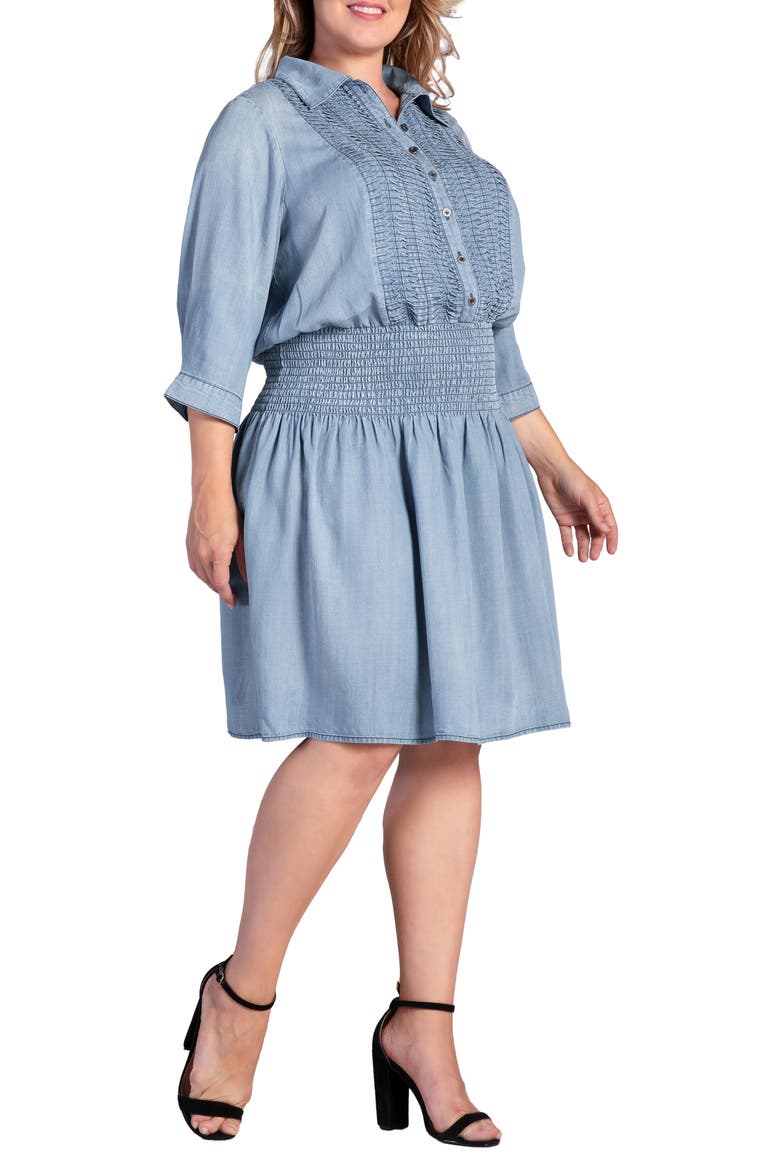 Felis Smocked Shirtdress, Alternate, color, BLUSH INDIGO