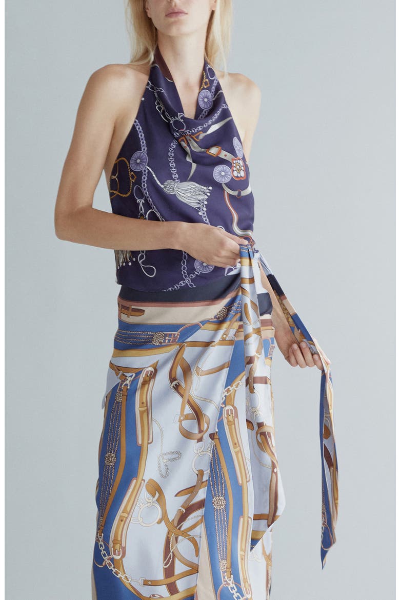 Print Halter Top, Main, color, NAVY
