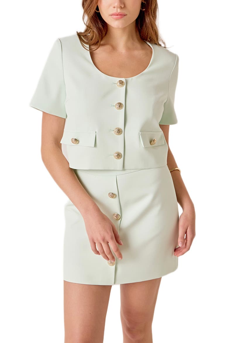 Button Front Miniskirt, Alternate, color, MINT
