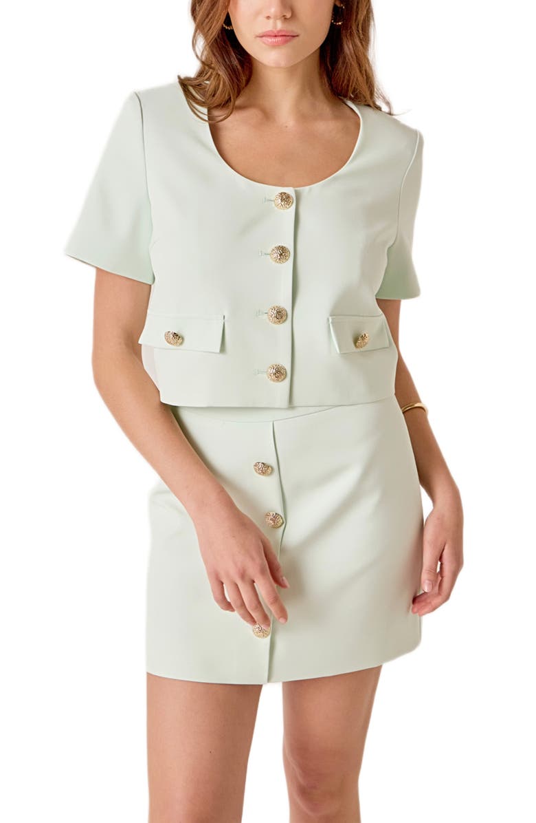 MARSY Button Front Miniskirt, Alternate, color, Mint