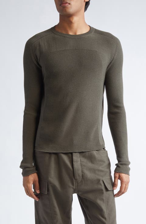 【関税＆送料込み】Rick Owens 'Brad' Green Crewneck T-Shirt Rick Owens Gray Porterville Level Long Sleeve T-Shirt Rick Owens
