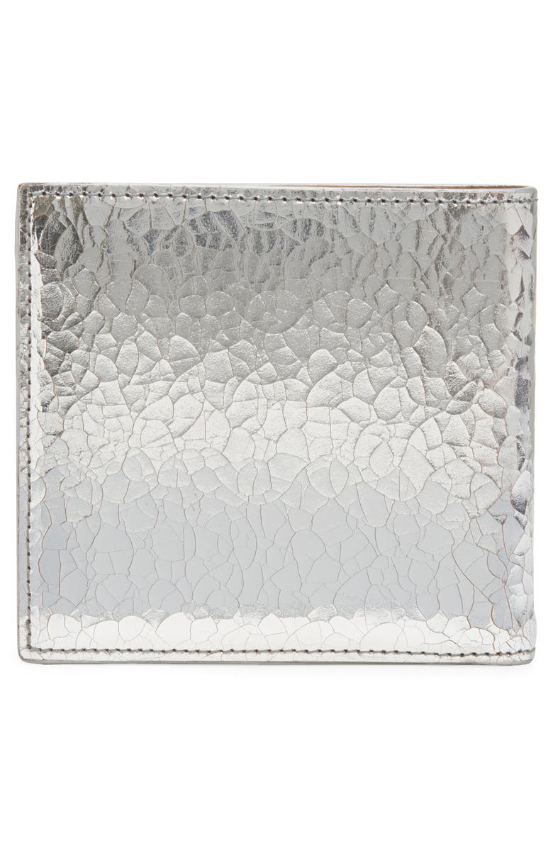 McQueen Crackled Metallic Leather Bifold Wallet, Alternate, color, 