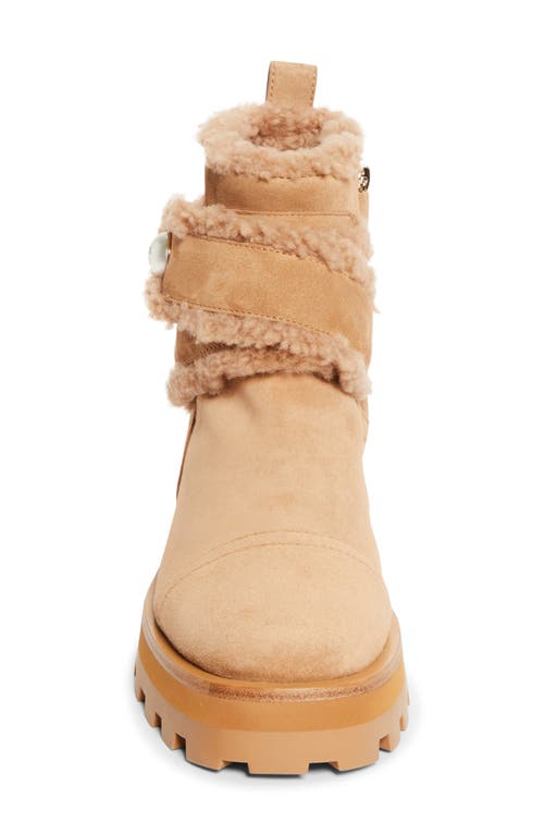 Jimmy Choo Meena Genuine Shearling Lined Bootie In Brown