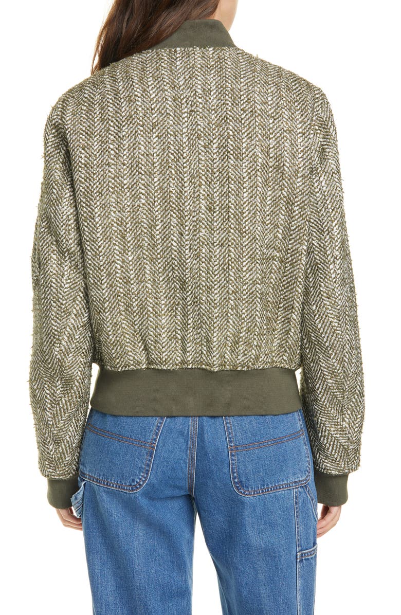 rag & bone Manston Herringbone Wool Blend Bomber Jacket, Alternate, color,