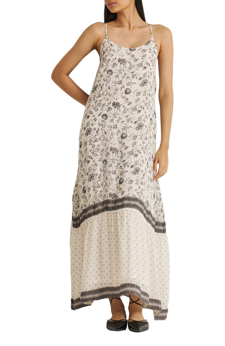 Reistor Flowy Maxi Dress, Alternate, color, Off-White And Black Florals