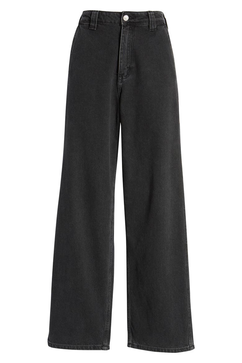 Dylan High Waist Straight Leg Carpenter Jeans, Main, color, STONEWASH BLACK