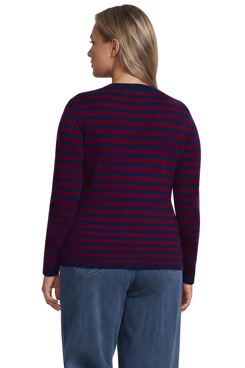 Cashmere Cardigan Sweater, Alternate, color, Deep Sea Navy/Burgundy Stripe