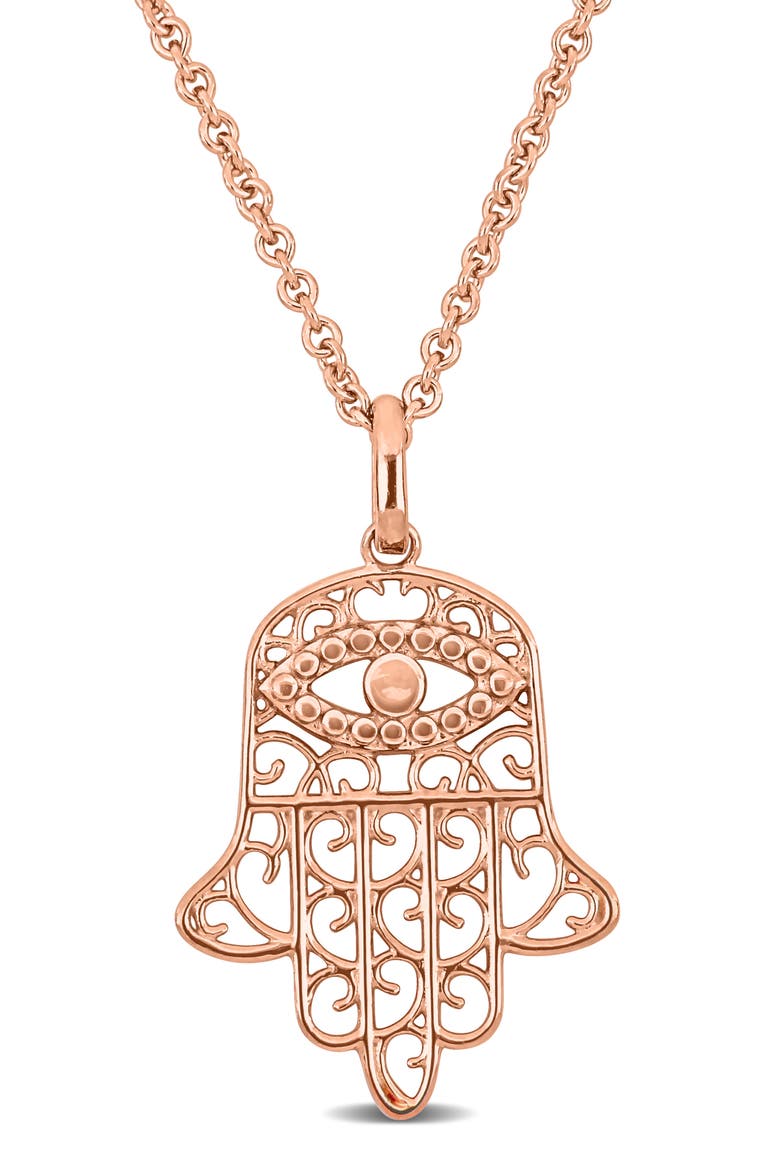 Hamsa Pendant Necklace, Main, color, PINK