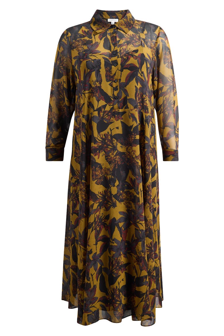 Floral Long Sleeve Maxi Shirtdress, Alternate, color, BLACK MULTI QUYNH BLOOM