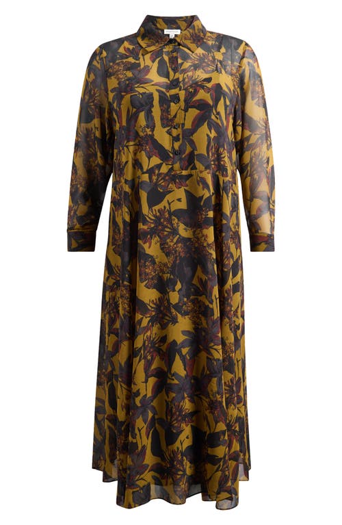 Nordstrom Floral Print Long Sleeve Shirtdress In Yellow