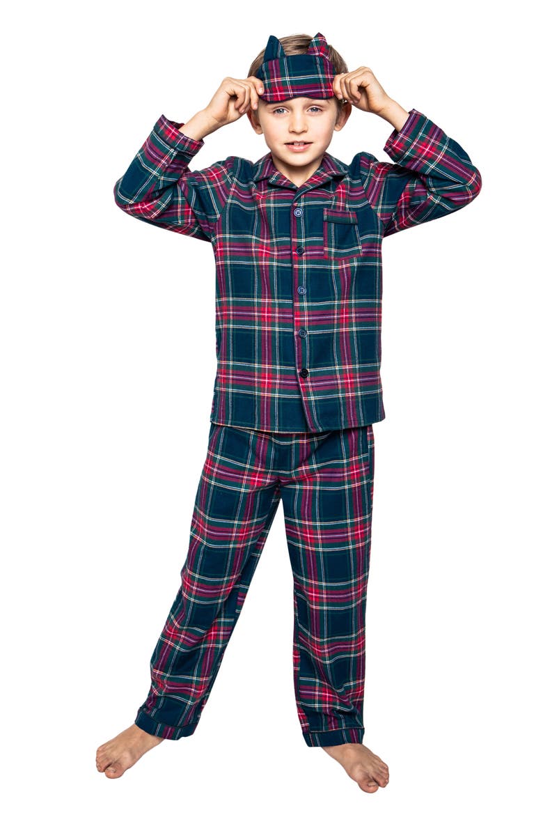 Kids' Windsor Tartan Plaid Two-Piece Pajamas, Alternate, color, NAVY
