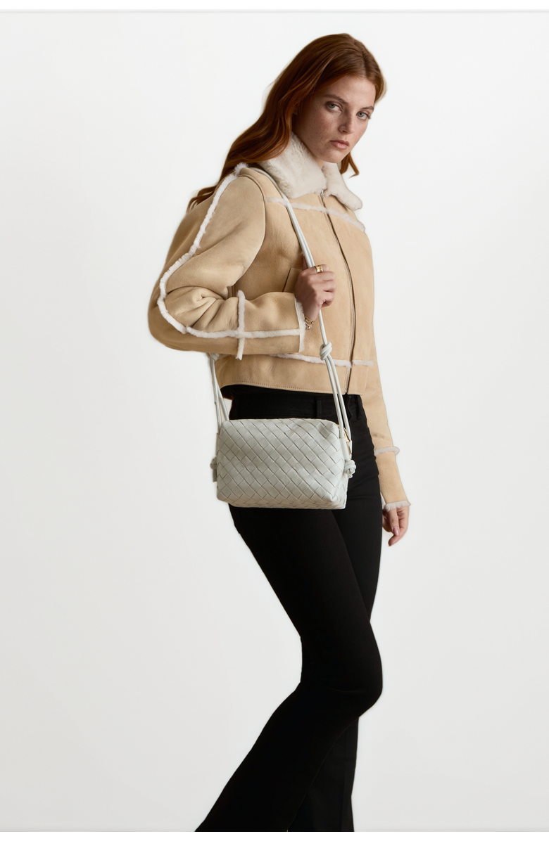 FURNIQ UK Clara Suede Shearling Jacket, Alternate, color, Beige