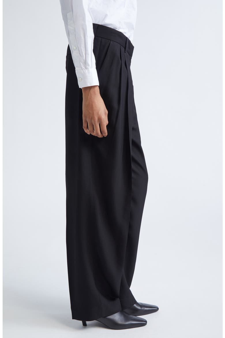 Double Pleat Straight Leg Trosuers, Alternate, color, BLACK