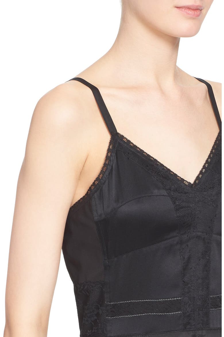 Lace Trim Slipdress, Alternate, color, BLACK