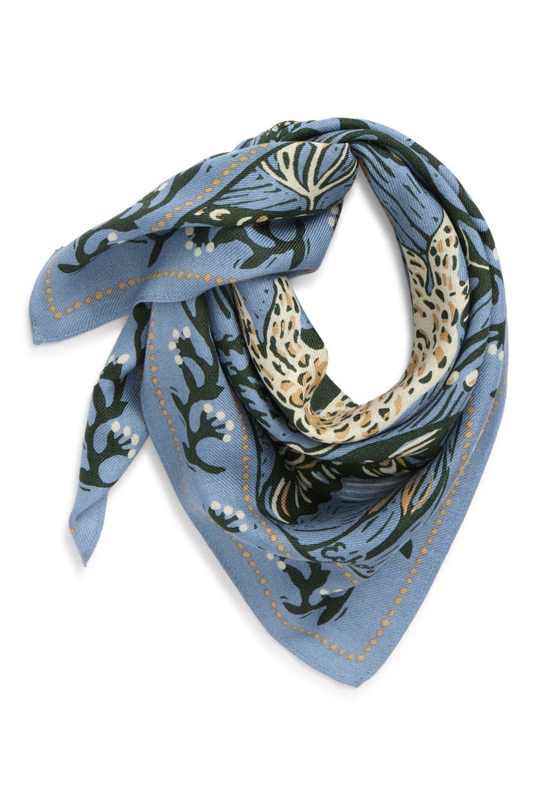 Nature Walk Silk Bandana, Main, color, DENIM BLUE