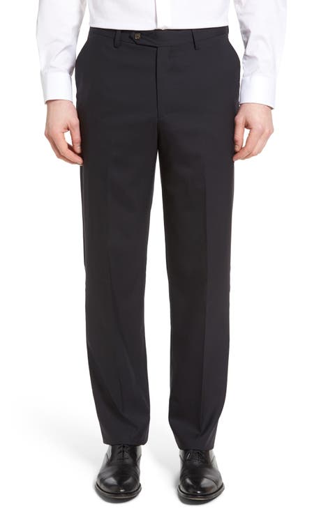 Lightweight Plain Weave Flat Front Classic Fit Trousers