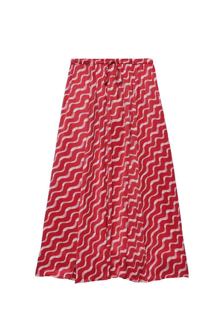 Satin Printed Maxi Skirt, Alternate, color, Red