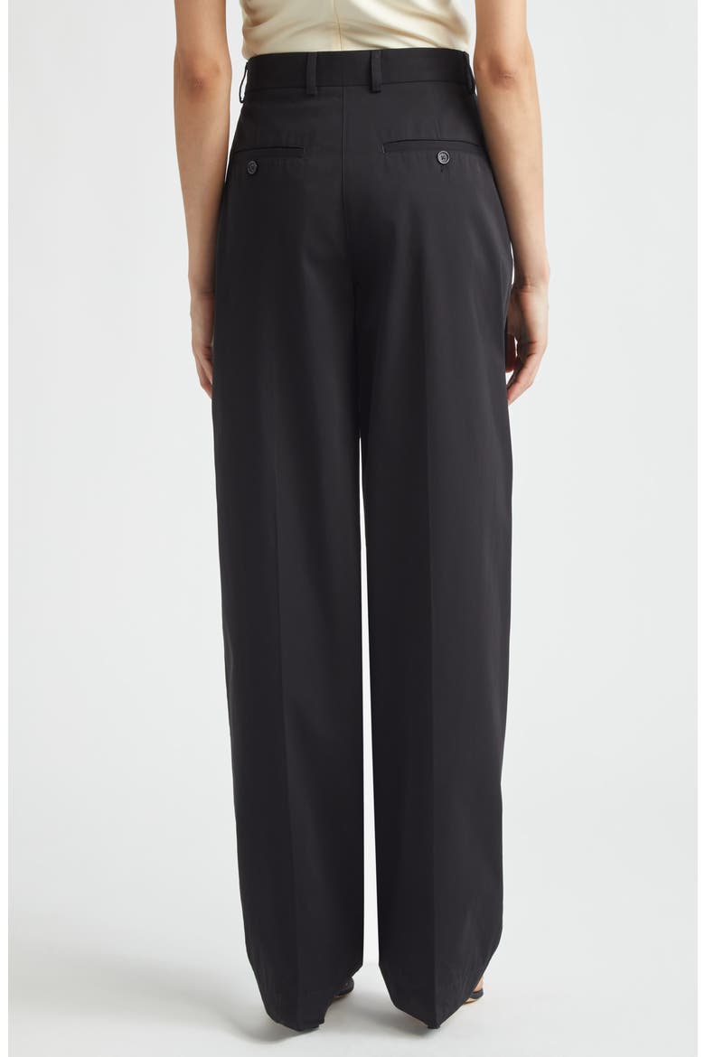 Single Pleat Organic Cotton Trousers, Alternate, color, BLACK