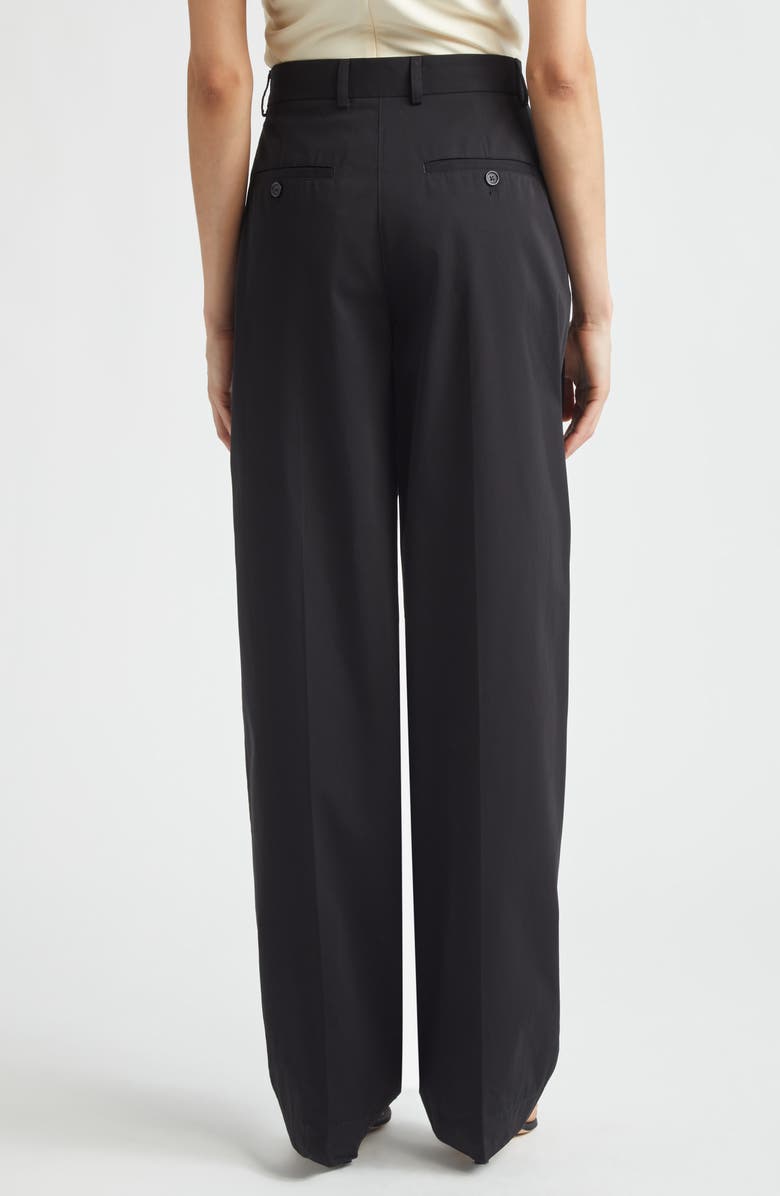 TOTEME Single Pleat Organic Cotton Trousers, Alternate, color, Black