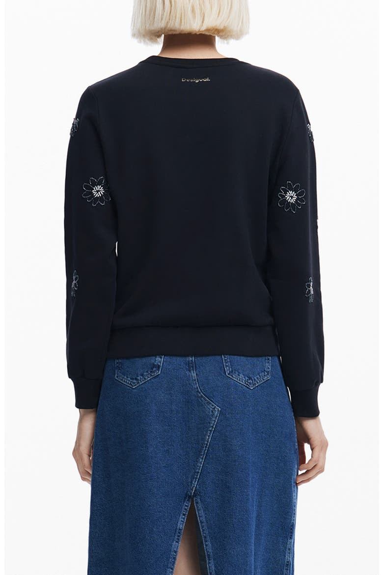 Joya Floral Embellished Sweatshirt, Alternate, color, BLACK
