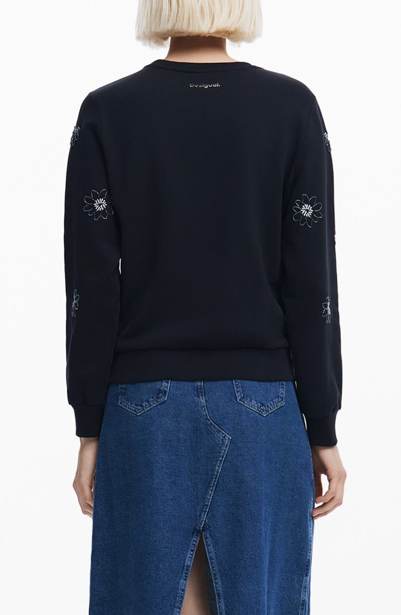 Desigual Joya Floral Embellished Sweatshirt, Alternate, color, 