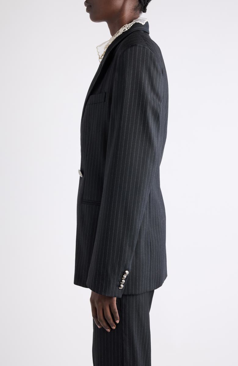 Isabel Marant Nahia Pinstripe Wool Blend Blazer, Alternate, color, Black