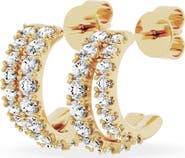 Jennifer Fisher 18K Gold Lab Created Diamond Dual J Hoop Earrings - 1.38 ctw