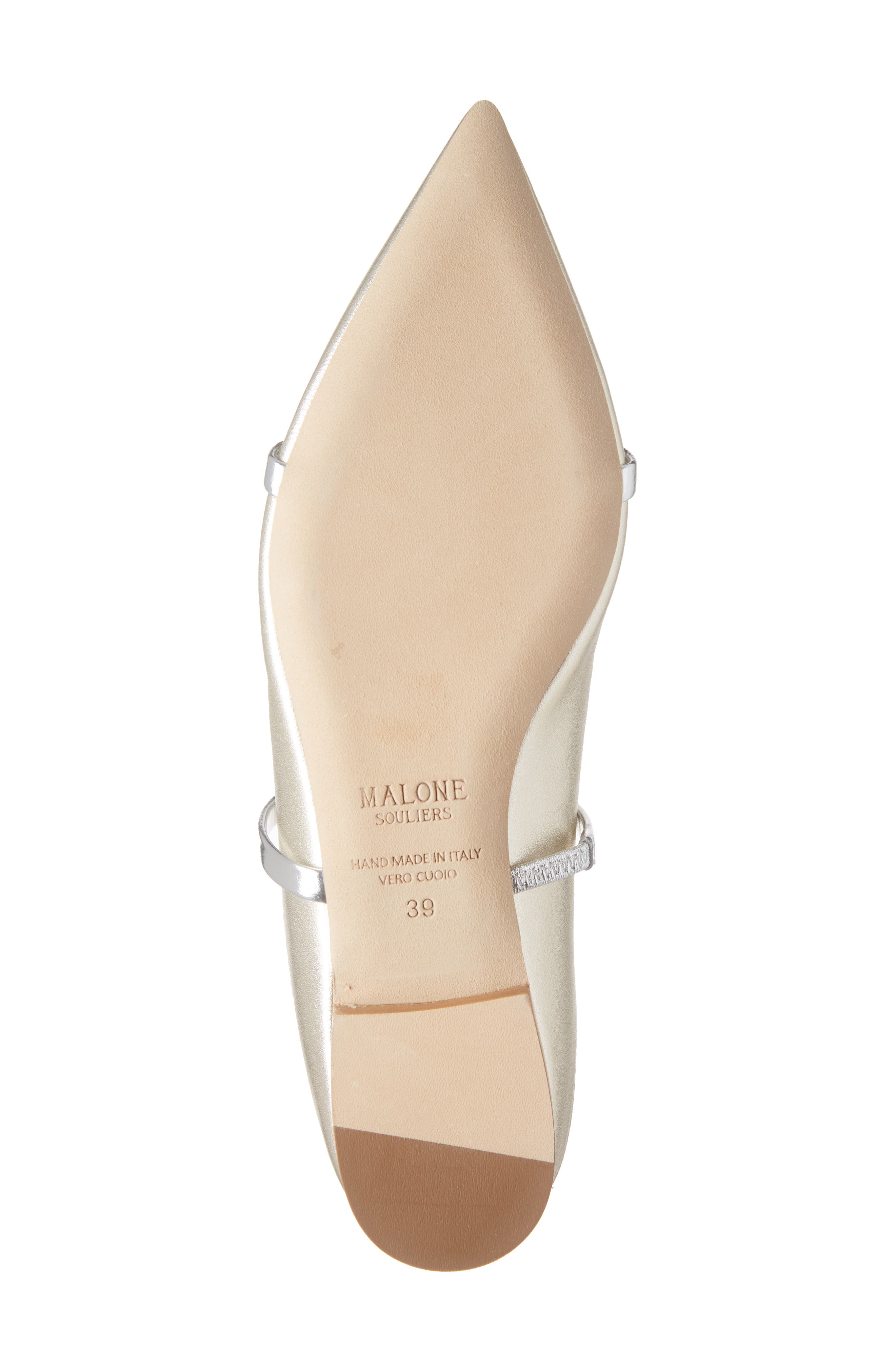 Maureen Metallic Pointed Toe Flat, Alternate, color, PLATINO/ SILVER