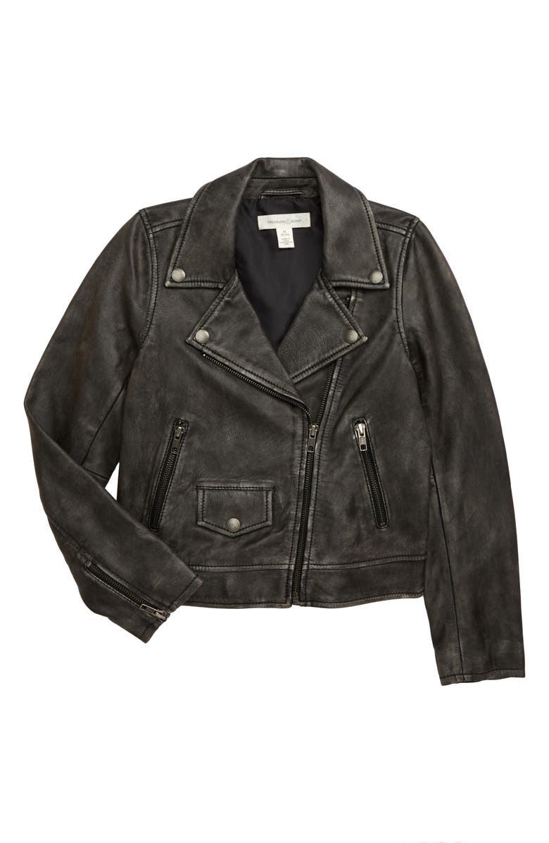 Treasure & Bond Washed Leather Moto Jacket, Main, color, 