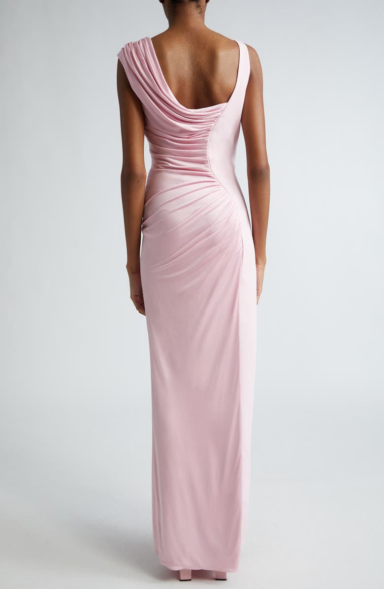 Versace Medusa '95 Draped Crepe & Jersey Gown, Alternate, color,