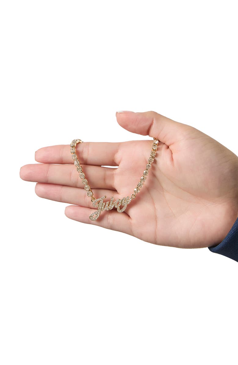 Juicy Couture Script Logo Chain Necklace, Alternate, color, Gold Tone