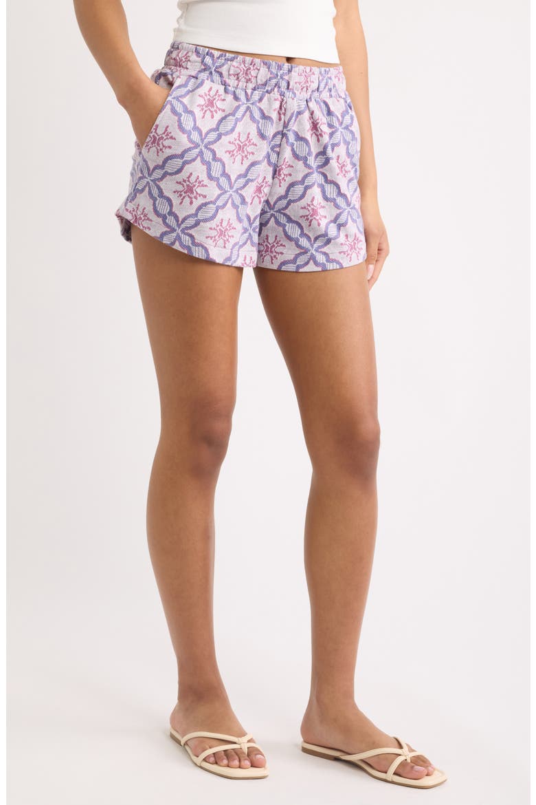 Tile Print Shorts, Main, color, OFF WHITE/ BLUE TILE