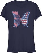 Lost Gods Juniors Lost Gods Flag Floral Butterfly T Shirt