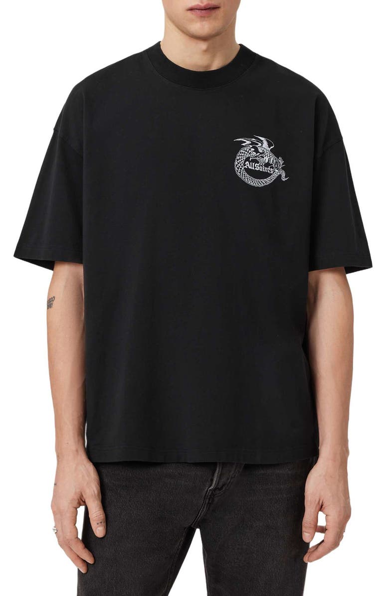 AllSaints Terra Cotton Graphic T-Shirt, Main, color, Jet Black