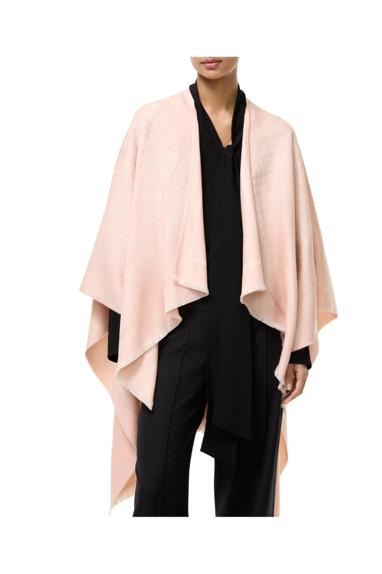 Check Wool Cashmere Cape, Alternate, color, Compact pink