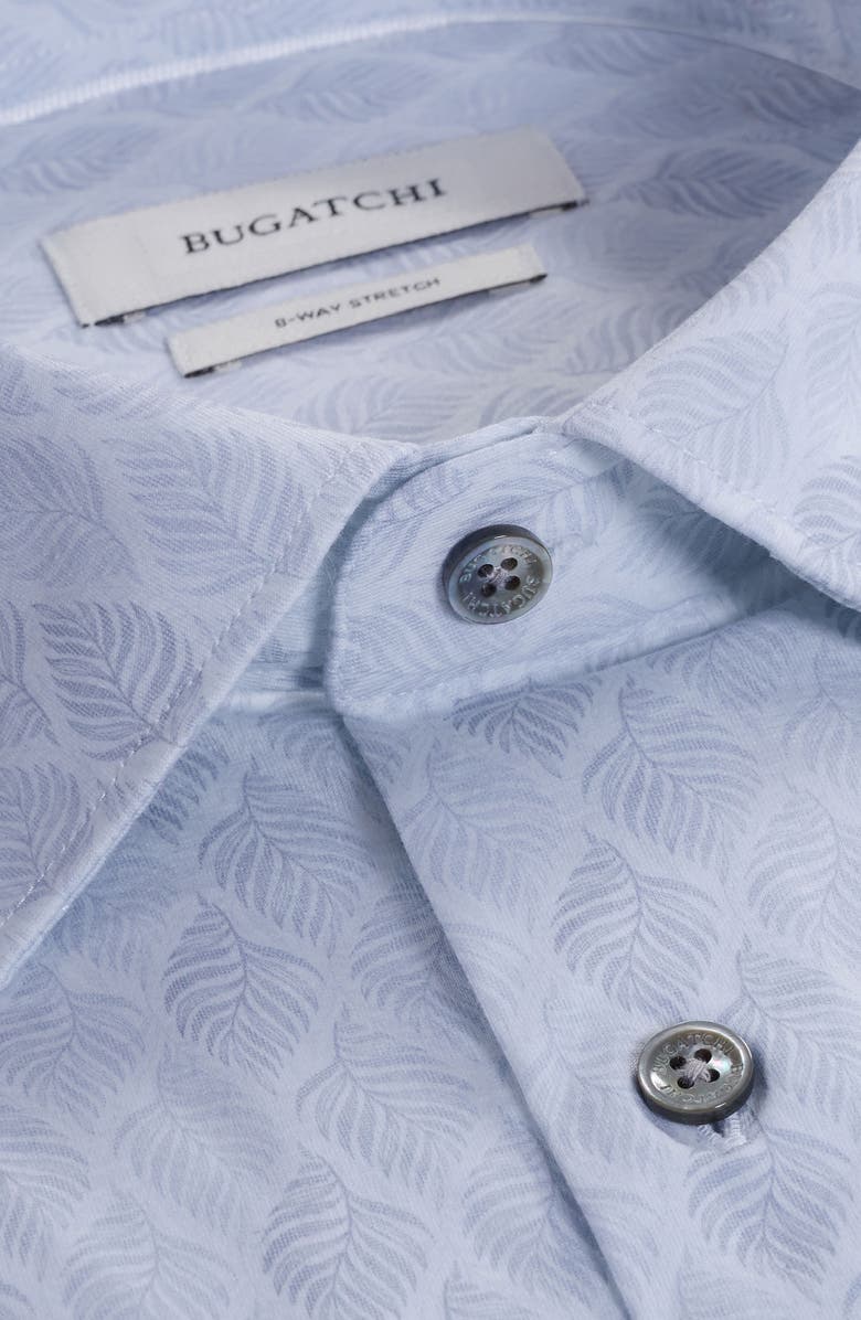 Bugatchi James OoohCotton<sup>®</sup> Leaf Print Button-Up Shirt, Alternate, color, Platinum