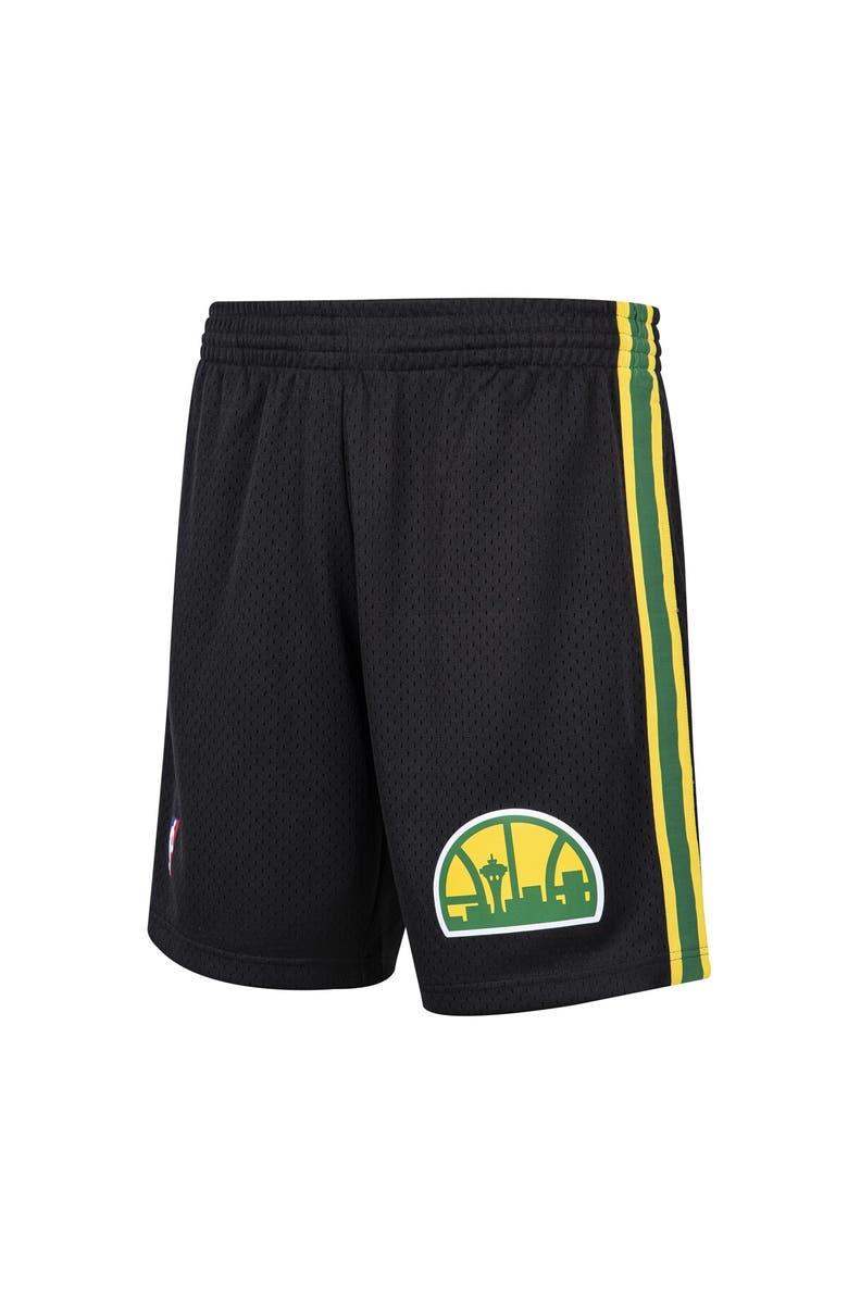 Mitchell & Ness Men's Mitchell & Ness Black Seattle SuperSonics Hardwood Classic Reload Swingman Shorts, Alternate, color,